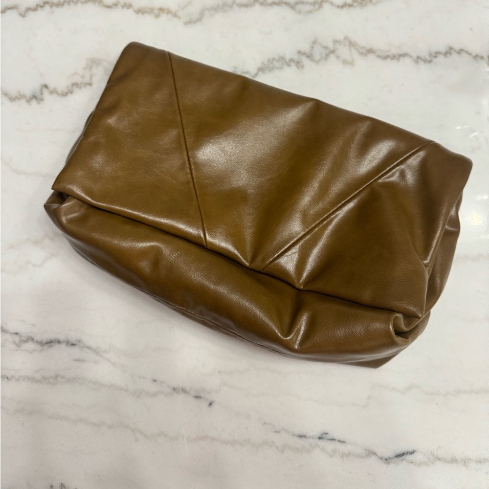 Zara Elegant Green/Brown Leather Clutch